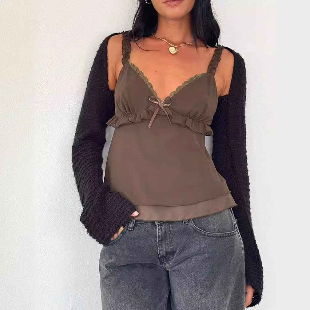 Evana Chiffon-Lace Top